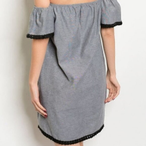 SALE!!! Gray Off Shoulder Tunic Dress - Picture 3 of 4